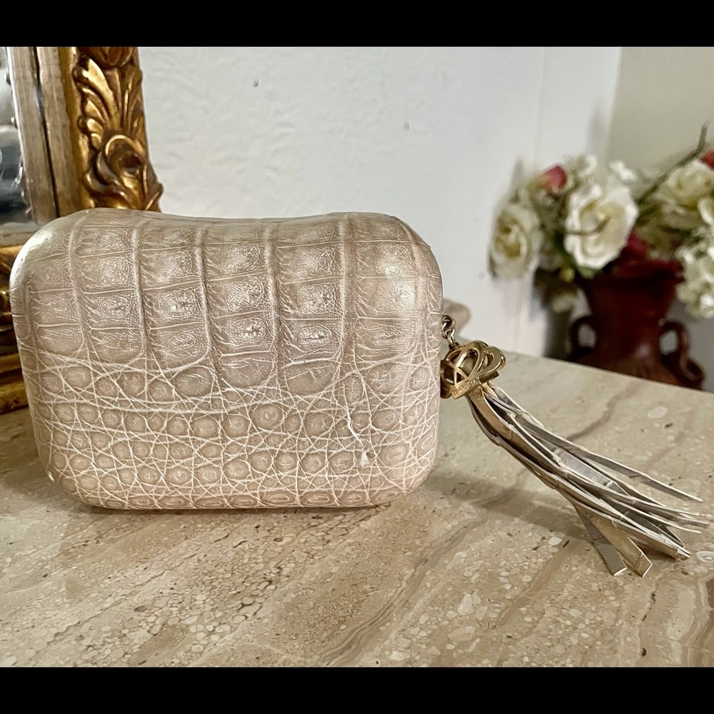 “TsariTza”Paris Gold Crocodile Box Clutch